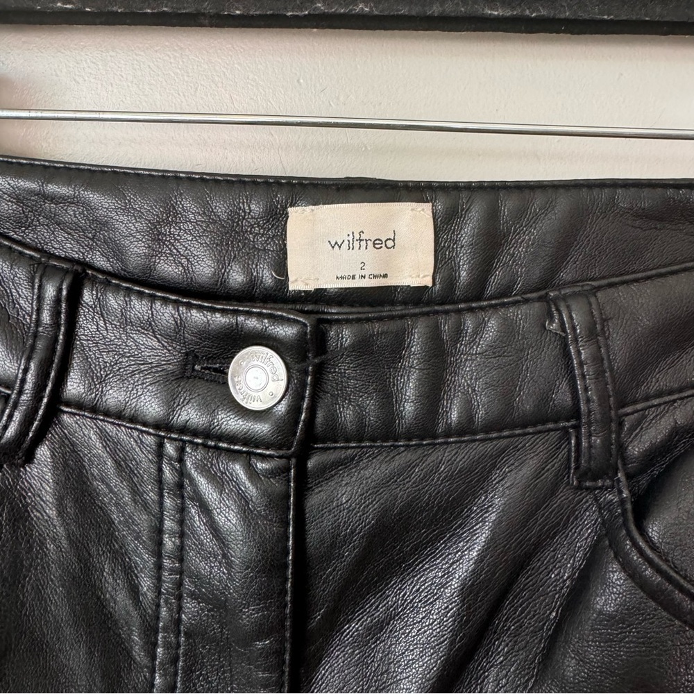 Wilfred Black Vegan Leather Straight Leg Pants Size 2 - Picture 6 of 8